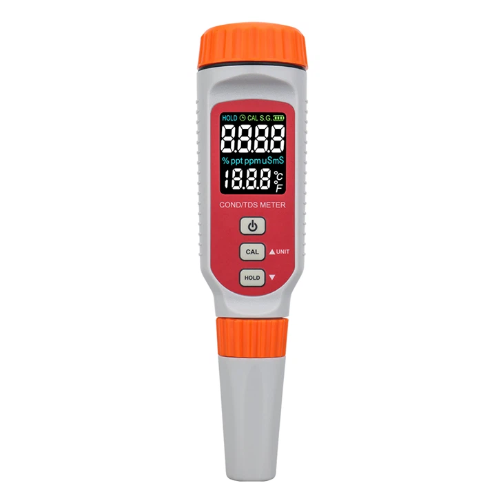 เครื่องวัดอุณหภูมิ TDS การนำไฟฟ้าแบบชาร์จไฟได้ 3 ใน 1