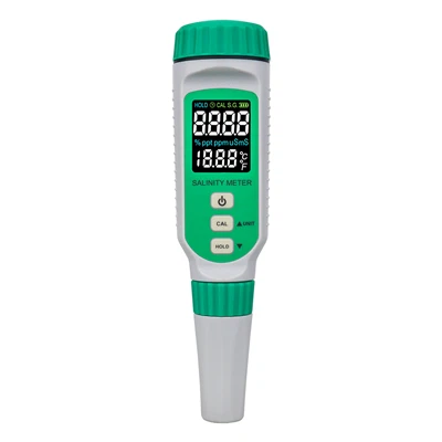 เครื่องวัดความเค็มแบบดิจิตอล LCD สีแบบชาร์จไฟได้